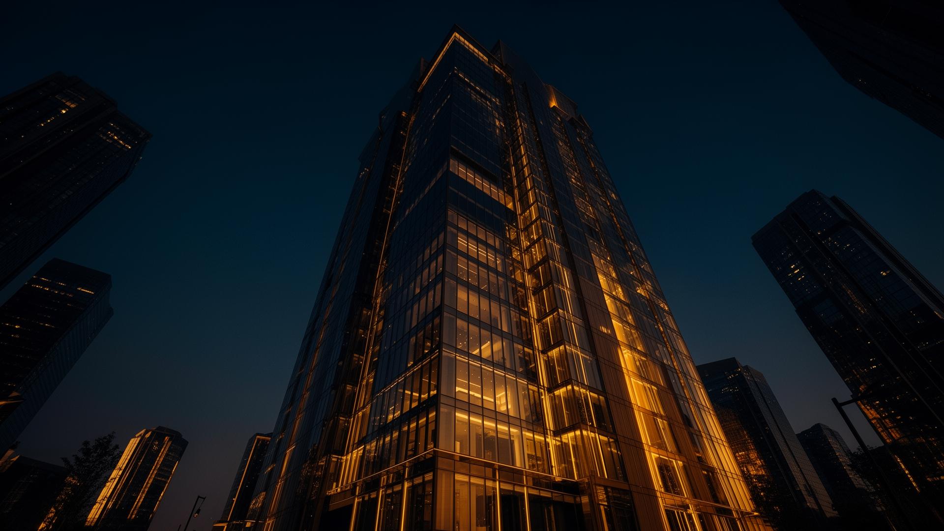 Modern luxury tower at dusk